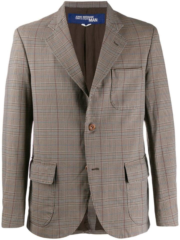 Junya Watanabe Man Check Print Blazer Jacket - Neutrals