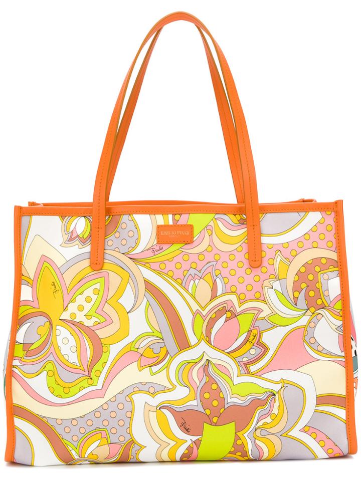 Emilio Pucci Printed Tote - Yellow & Orange