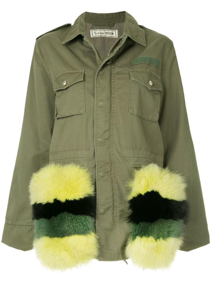 Tu Es Mon Trésor Fur Pocket Field Jacket - Green