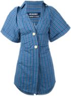 Jacquemus - Checked Fitted Shirt Dress - Women - Cotton/linen/flax - 34, Women's, Grey, Cotton/linen/flax