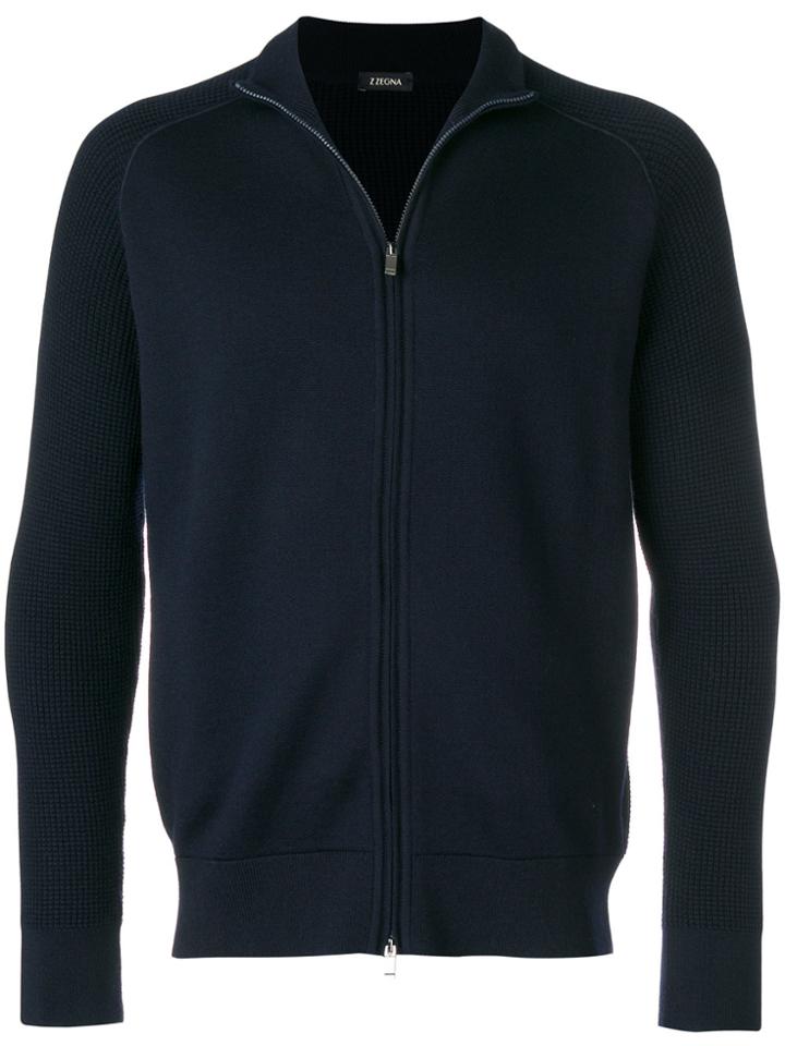 Z Zegna Zip Front Knit Jumper - Blue