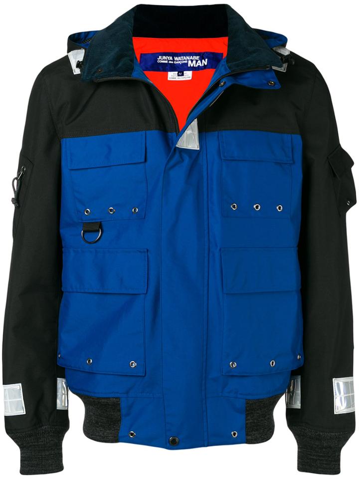 Junya Watanabe Man Colour-block Hooded Parka - Blue