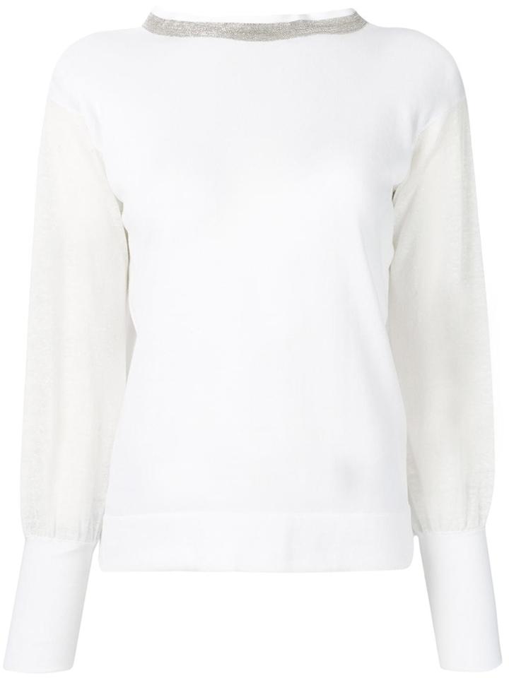 Fabiana Filippi Sheer Sleeve Jumper - White