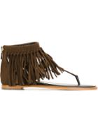 Tod S Fringed Sandals, Women's, Size: 36, Brown, Suede/leather