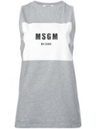 Msgm - Logo Print Sleeveless T-shirt - Women - Cotton - M, Grey, Cotton