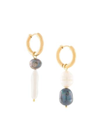 Sandralexandra Michi And Cesca Asymmetric Earrings - Gold