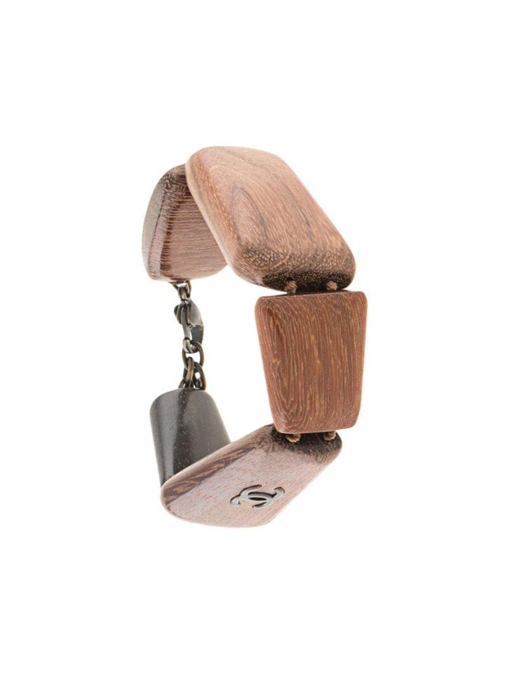 Chanel Pre-owned Cc Logos Wooden Bracelet - Brown
