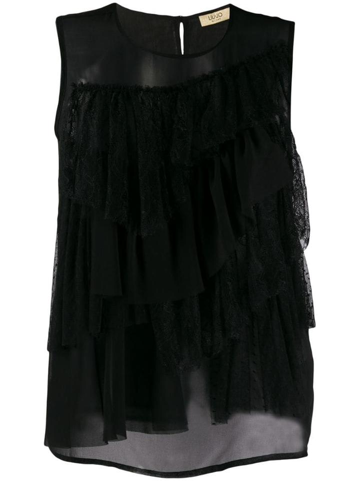 Liu Jo Sleeveless Ruffled Blouse - Black