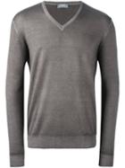 Barba V-neck Pullover, Men's, Size: 54, Grey, Virgin Wool