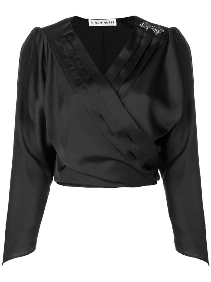 Nineminutes Long-sleeve Wrap Blouse - Black