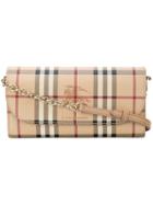 Burberry Haymarket Check Wallet On Chain - Brown