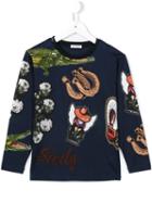 Dolce & Gabbana Kids Sicily Print Long Sleeve T-shirt, Boy's, Size: 6 Yrs, Blue