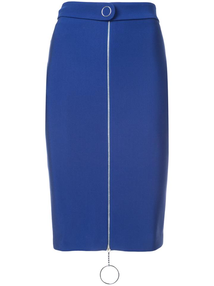 Mugler Zipper Pencil Skirt - Blue