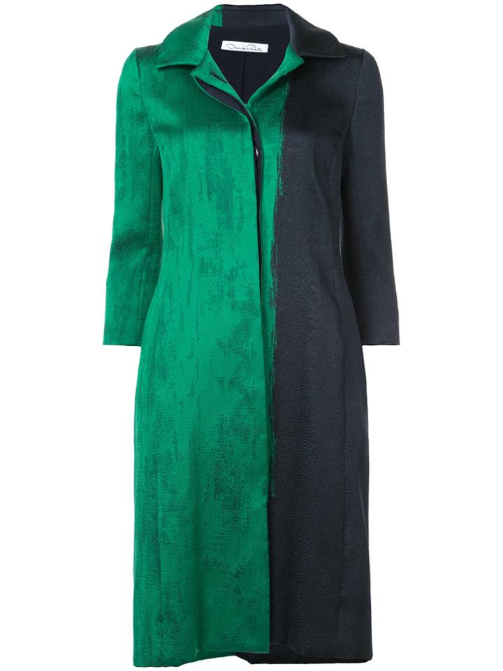 Oscar De La Renta Contrast Print Coat - Green