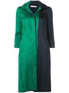 Oscar De La Renta Contrast Print Coat - Green