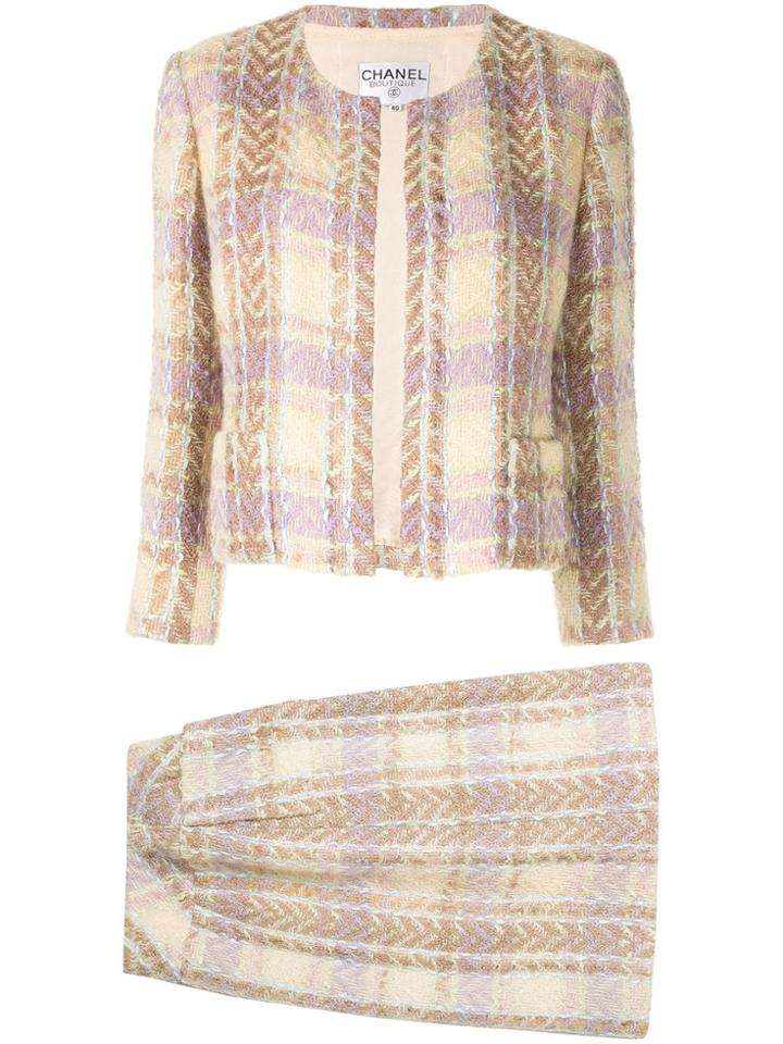 Chanel Pre-owned Tweed Setup Jacket Skirt - Yellow