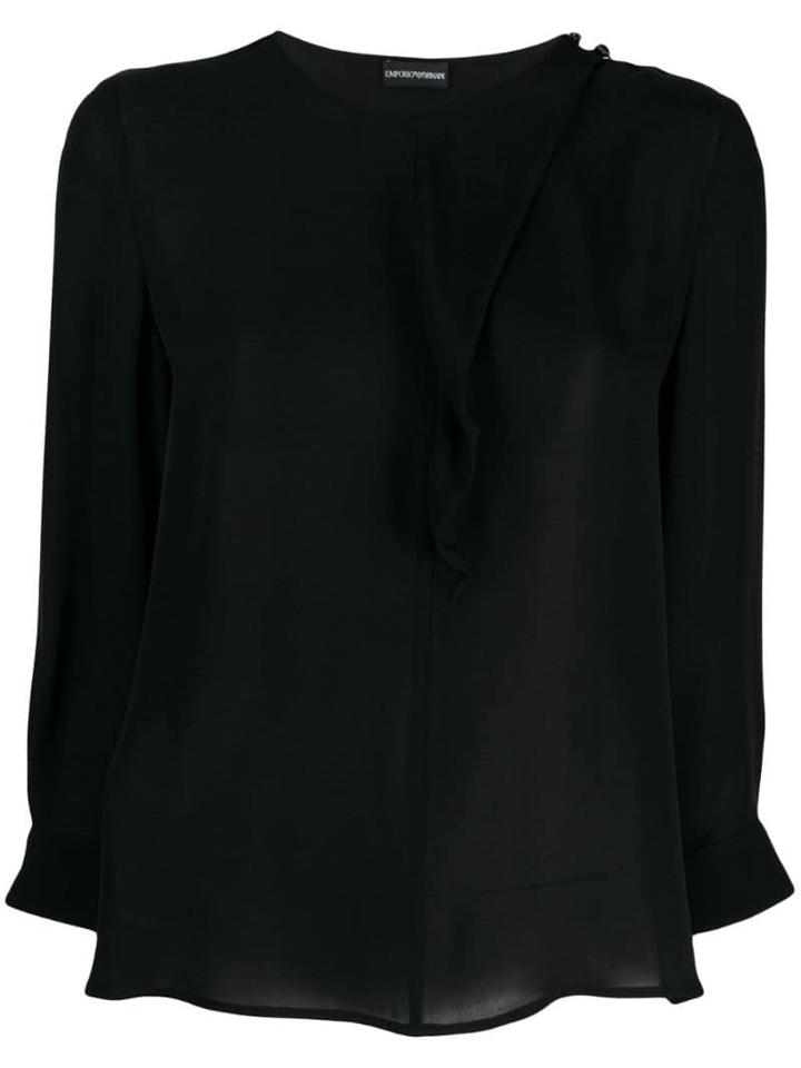 Emporio Armani Asymmetrical Silk Blouse - Black