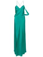 Michelle Mason Strappy Wrap Cowl Gown - Green