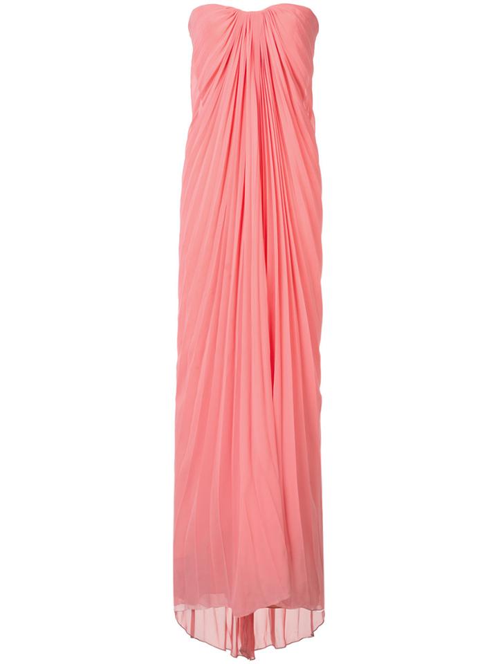 Monique Lhuillier Gathered Pleated Gown - Pink & Purple