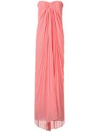 Monique Lhuillier Gathered Pleated Gown - Pink & Purple