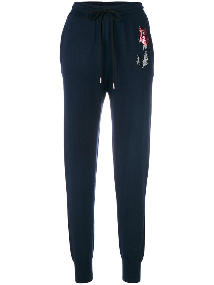 Markus Lupfer Sequin Embroidered Rose Track Pants - Blue