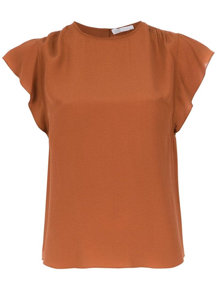 Nk Ruffled Silk Blouse - Brown