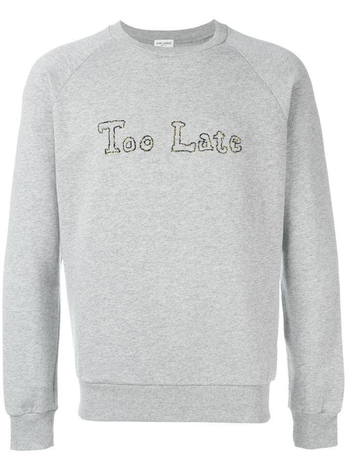 Saint Laurent Too Late Sweatshirt, Men's, Size: Xl, Grey, Cotton/polyester/metallic Fibre