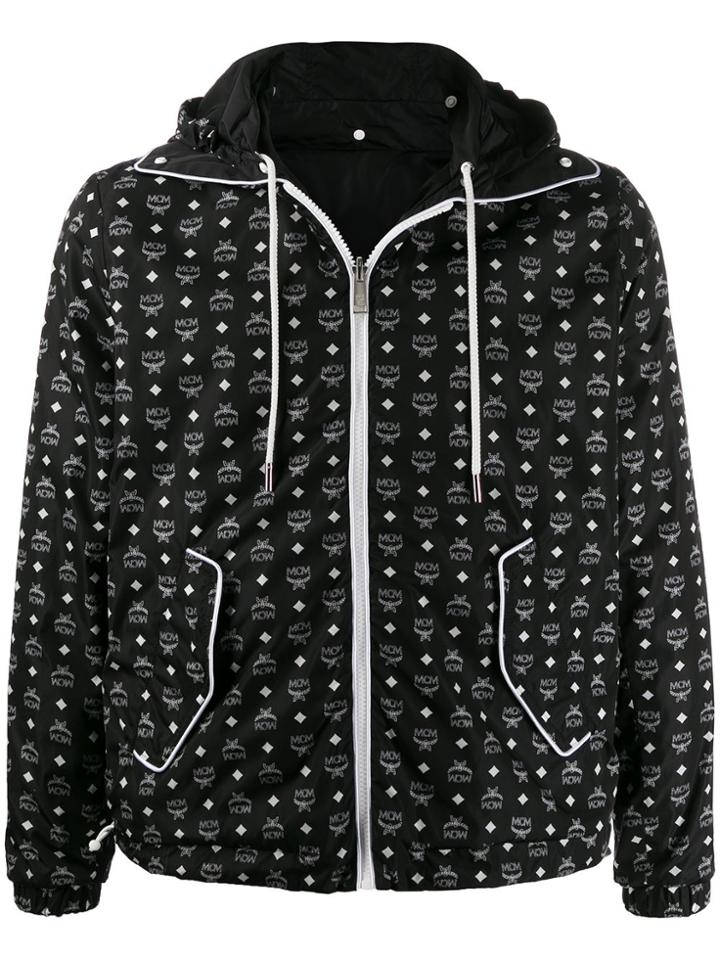 Mcm All-over Logo Hooded Jacket - Black