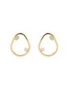 Cornelia Webb Gold Metallic Pearl Silver Hoop Earrings
