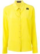 Rochas Logo Patch Shirt, Women's, Size: 40, Yellow/orange, Silk