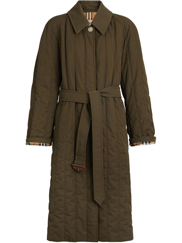 Burberry Quilted Gabardine Coat - Green