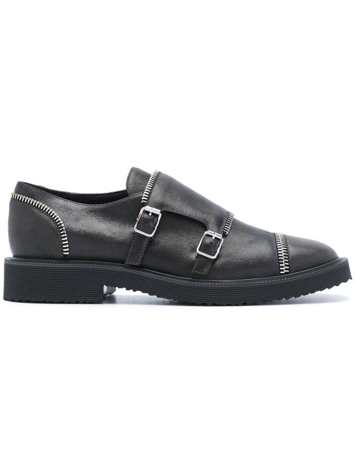 Giuseppe Zanotti Design Zip Buckle Monk Shoes - Black