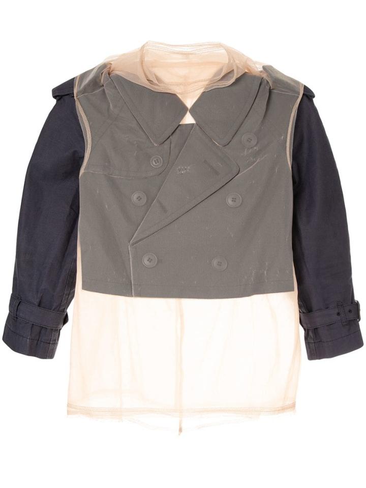 Comme Des Garçons Vintage Sheer Layer Cropped Trench - Blue