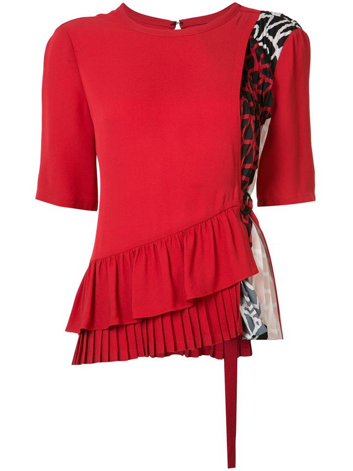 Yigal Azrouel - Patchwork 'georgette' Top - Women - Silk - 0, Women's, Red, Silk
