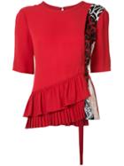Yigal Azrouel - Patchwork 'georgette' Top - Women - Silk - 0, Women's, Red, Silk