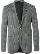 Lanvin Striped Blazer, Men's, Size: 50, Black, Goat Skin/cupro/wool