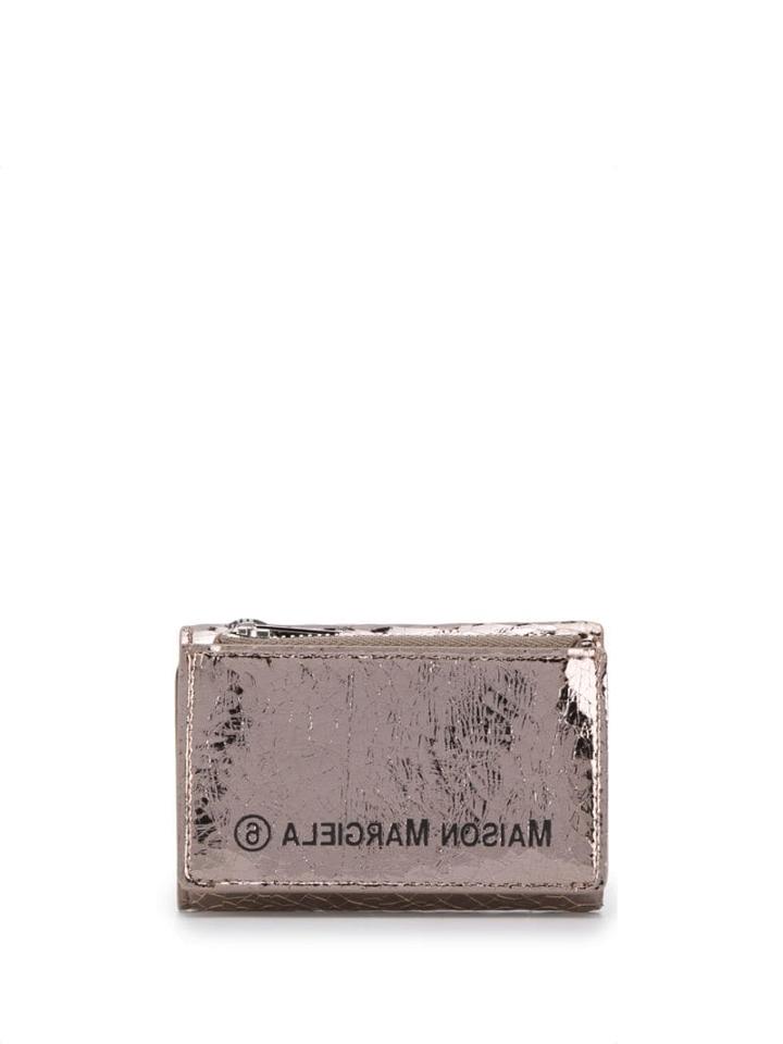 Mm6 Maison Margiela Metallic Sheen Zipped Wallet - Silver