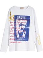 Burberry Portrait Print Cotton Top - White