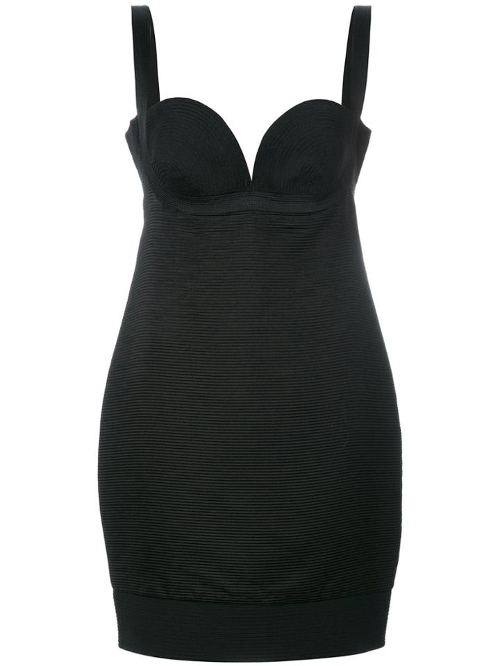Versace Vintage Ribbed Cocktail Dress - Black