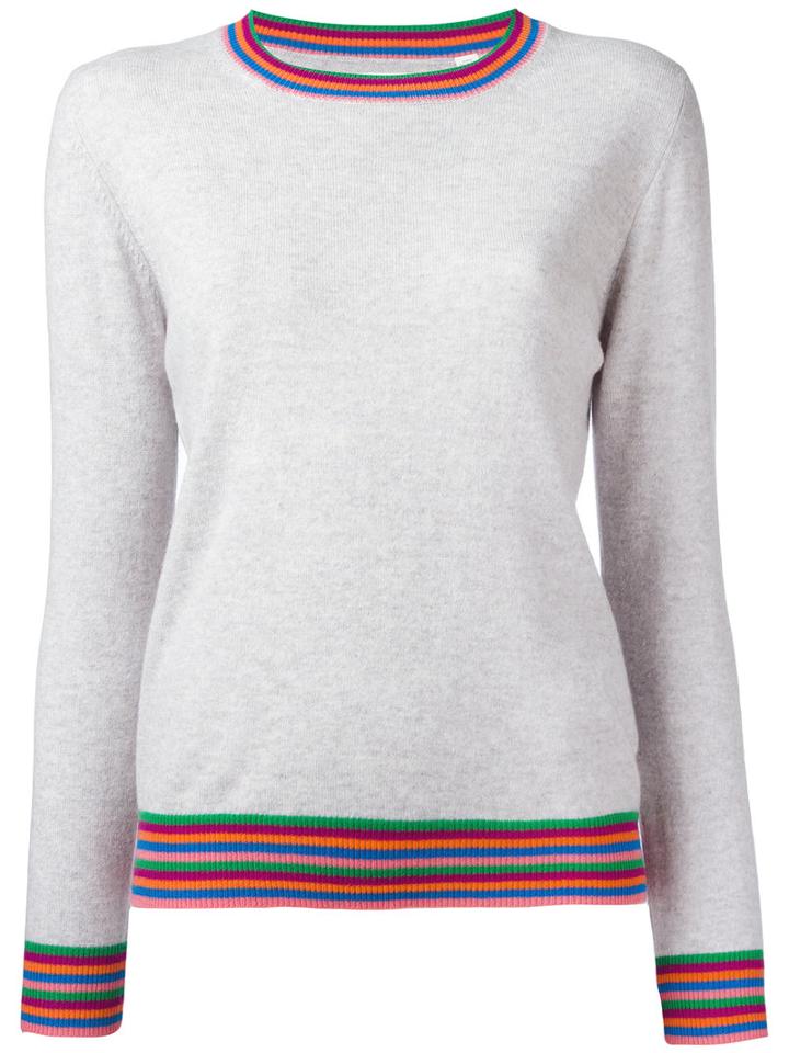 Chinti And Parker - Striped Cuff Jumper - Women - Cashmere - M, Women's, Grey, Cashmere