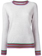 Chinti And Parker - Striped Cuff Jumper - Women - Cashmere - M, Women's, Grey, Cashmere