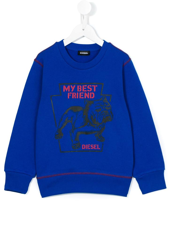 Diesel Kids - My Bestfriend Sweatshirt - Kids - Cotton - 3 Yrs, Blue