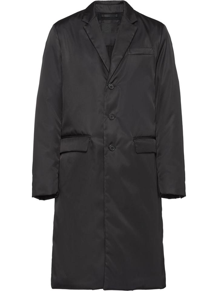 Prada Single-breasted Mid-length Coat - Black