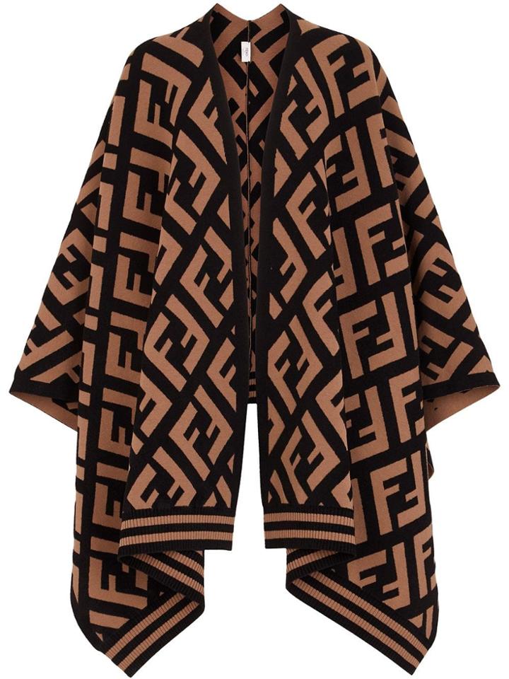 Fendi Ff Logo Poncho - Brown