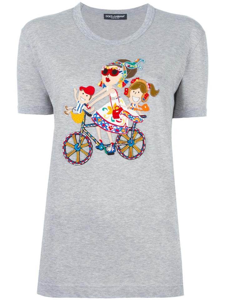 Dolce & Gabbana Dg Family Patch T-shirt, Women's, Size: 36, Grey, Cotton