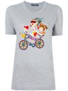 Dolce & Gabbana Dg Family Patch T-shirt, Women's, Size: 36, Grey, Cotton
