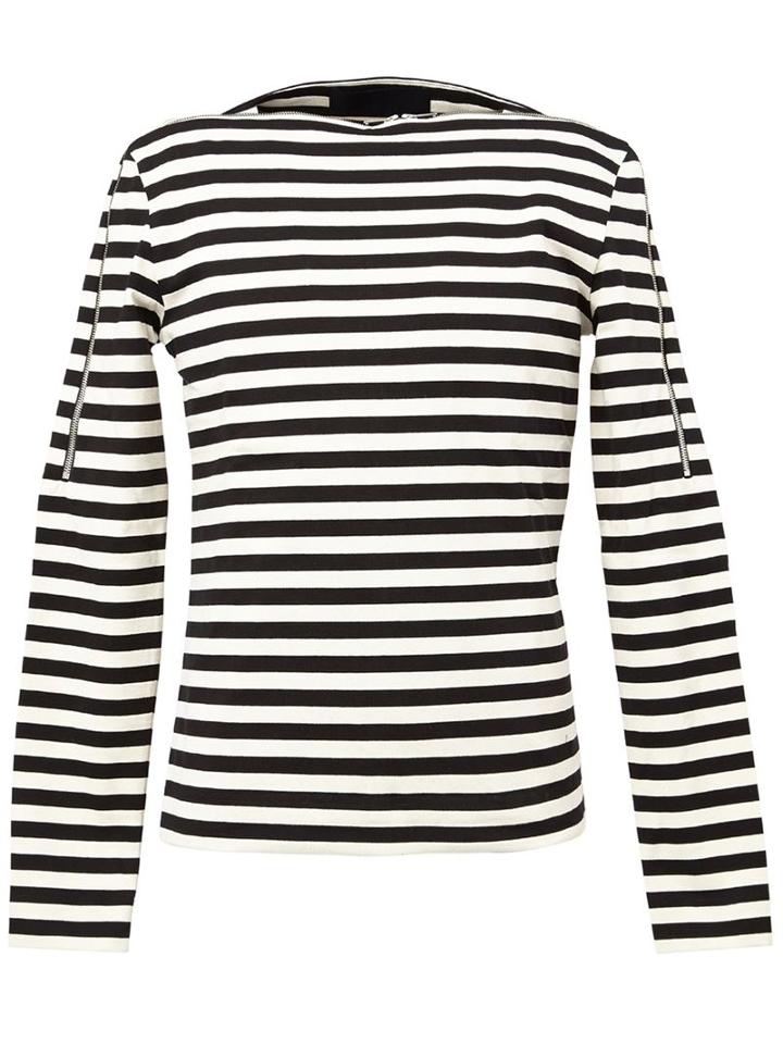 Juun.j Zip Trim Striped T-shirt