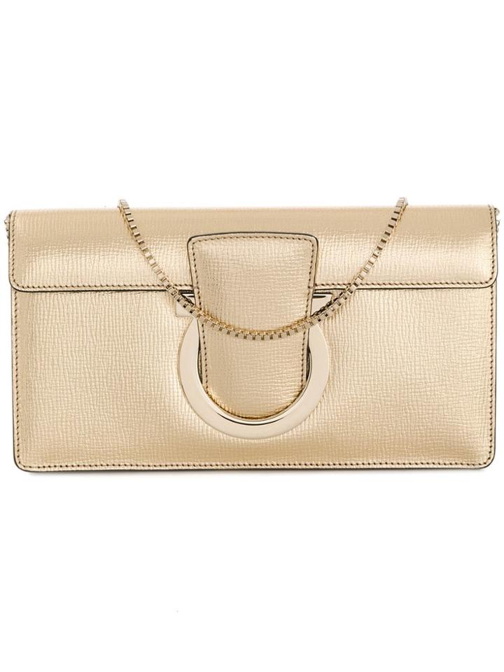 Salvatore Ferragamo Gancini Clutch Bag - Gold