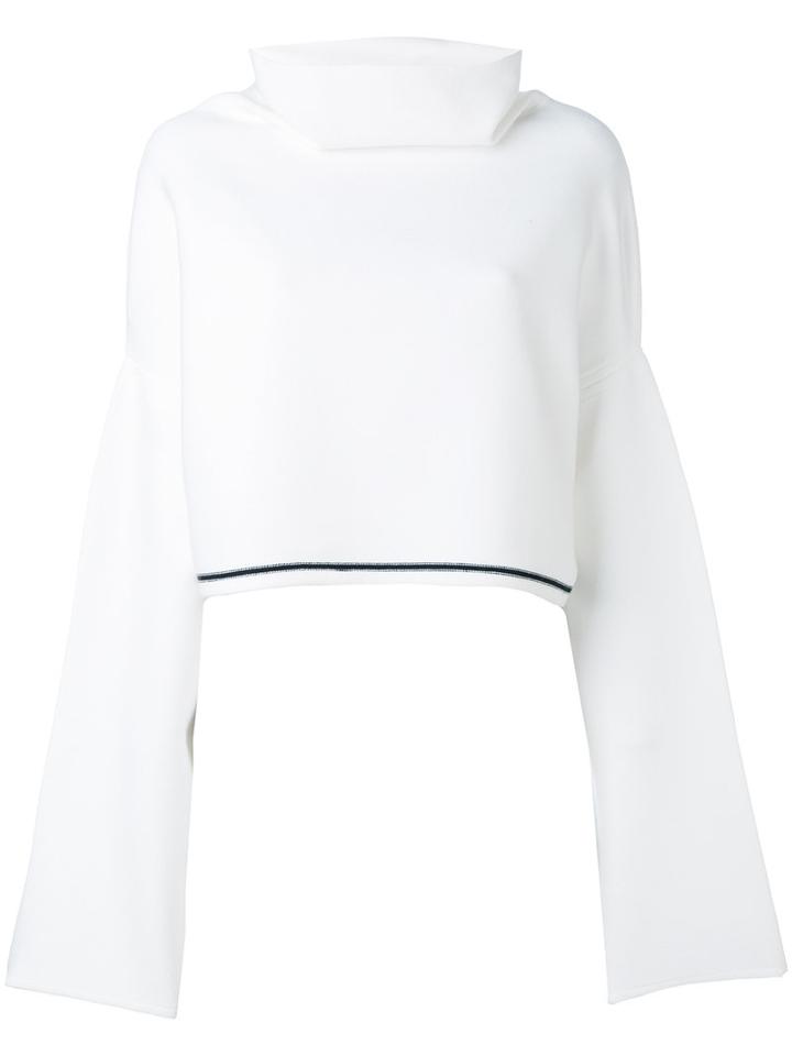 Dkny - Boxy Cowl-neck Jumper - Women - Cotton/polyester/spandex/elastane - M/l, White, Cotton/polyester/spandex/elastane