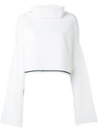Dkny - Boxy Cowl-neck Jumper - Women - Cotton/polyester/spandex/elastane - M/l, White, Cotton/polyester/spandex/elastane